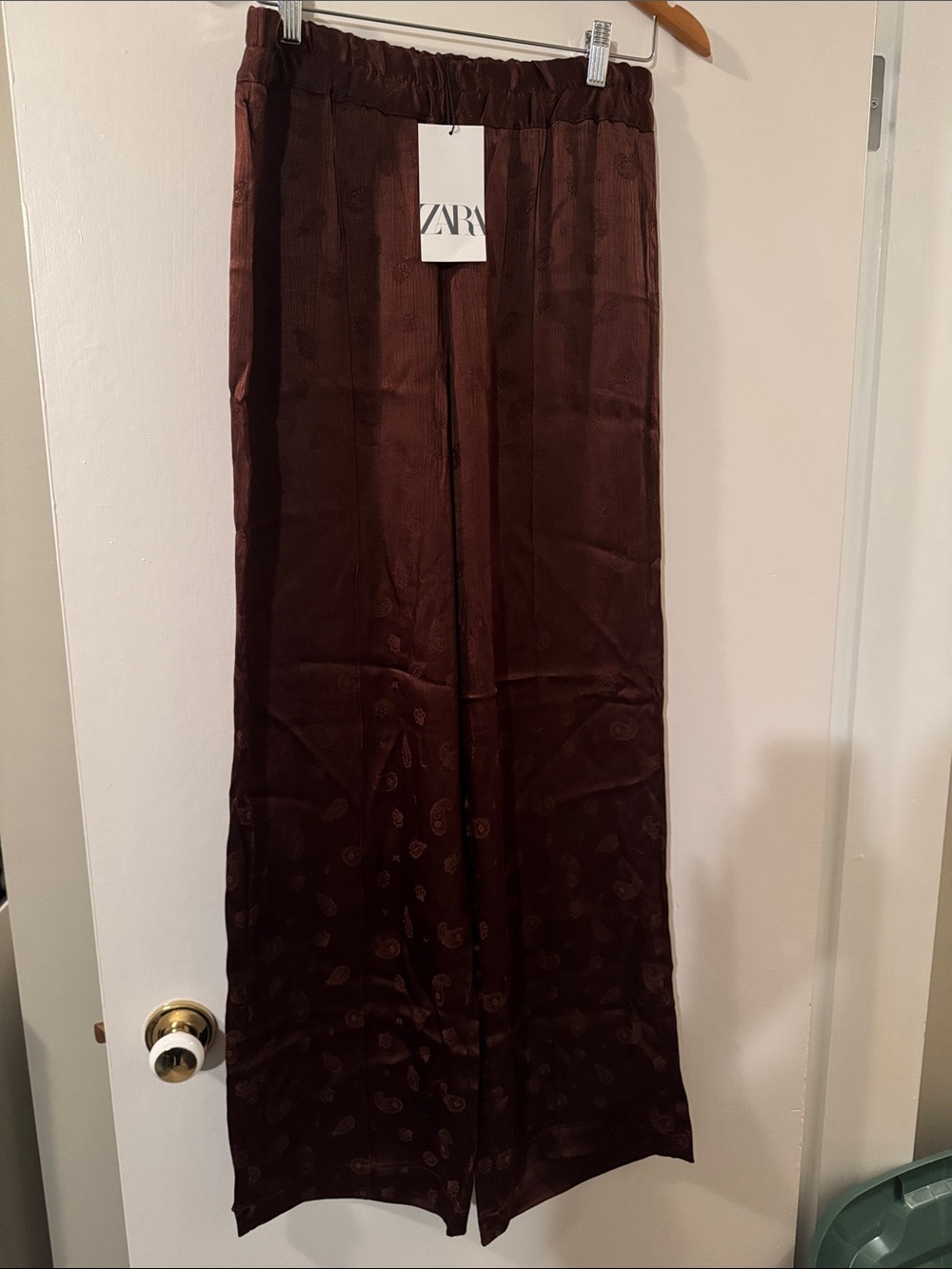 ZARA Deep Brown Satin Pants